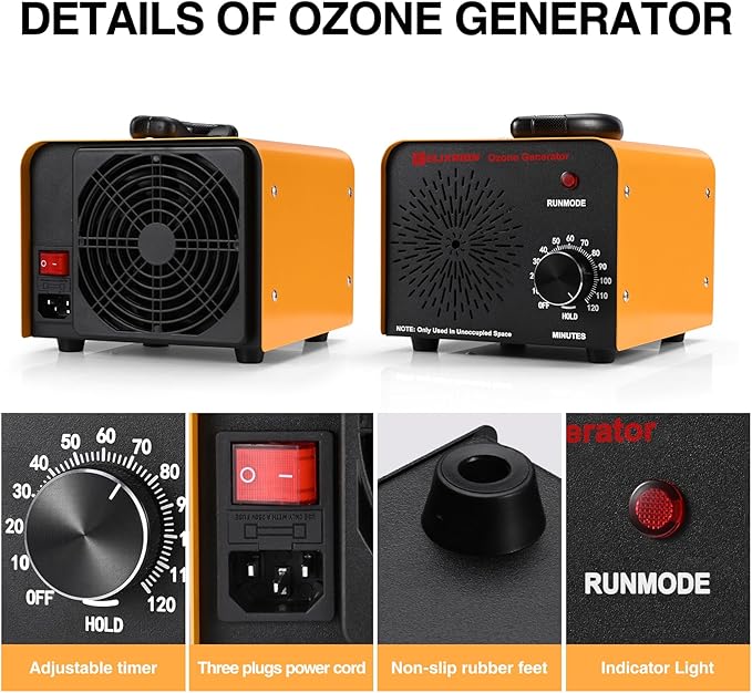 Ozone Generator – 80,000mg/h High-Capacity O3 Air Purifier for Odor Control Home, Kitchen, Car, Office, Basement, Pets, and Smoke – Covers Up to 6,000 Sq Ft