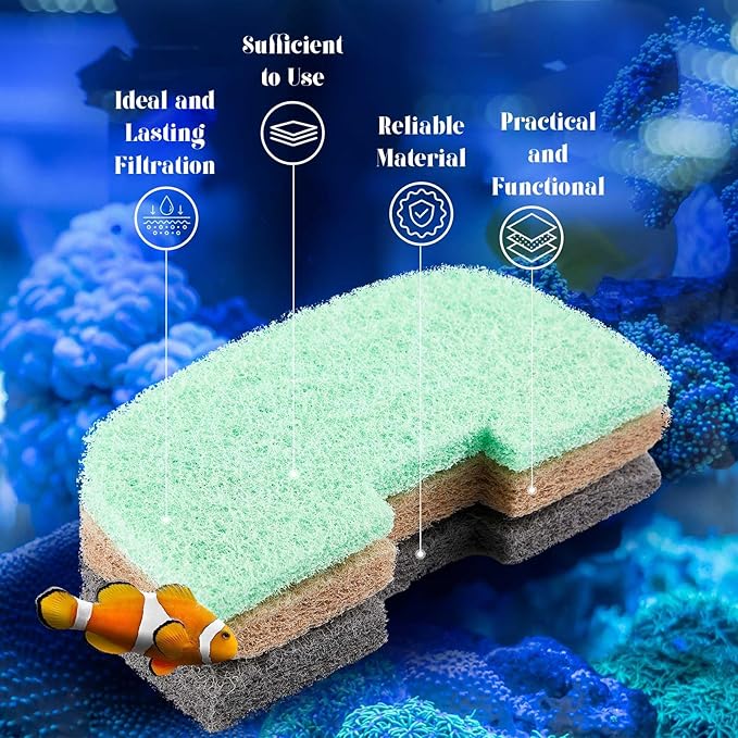 40 Pcs Compatible with 106/107 Replacement Filter Media Kit Compatible with Aquarium Filters Including 4 Biological Foams, 12 Ammonia Remover, 12 Phosphate Remover(106/107)