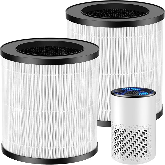 2 Pack KJ067L Air Filter Replacements Compatible with MOOKA KJ067L Air Purifier for Bedroom Home, 3-in-1 High-Efficiency Filtration for Wildfire Pet Dander Smoke Odor Dust