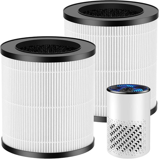 2 Pack KJ067L Air Filter Replacements Compatible with MOOKA KJ067L Air Purifier for Bedroom Home, 3-in-1 High-Efficiency Filtration for Wildfire Pet Dander Smoke Odor Dust