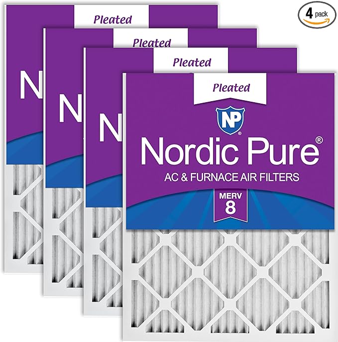 Nordic Pure 20x30x1 MERV 8 Pleated AC Furnace Air Filters 4 Pack