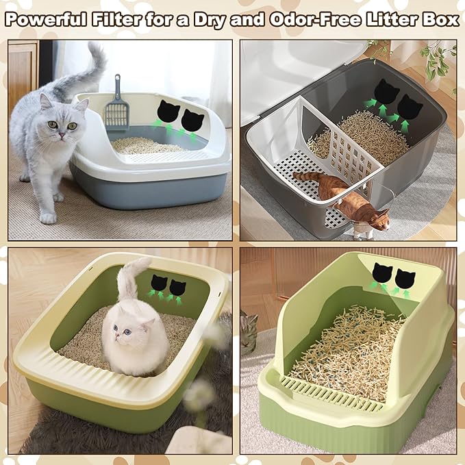 12 Pack Cat Litter Box Filter Litter Stick-on Activated Cat Litter Box Filter Compatible with Most Cat Litter Box Universal Cat Litter Box Filters Replacement to Absorb Odors and Keep Dry