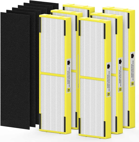 SAKEGDY FLT4825 HEPA Replacement Filter B Compatible with Guardian Air Cleaner Purifier AC4825 AC4300 AC4800 AC4900 AC4850, 6 Pack HEPA Filter B with 6 Carbon Filters