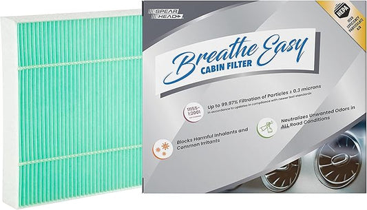Spearhead HEPA Breathe Easy Cabin Filter, Up to 99.97% Filtration of 0.3 Micron Particles w/No Airflow Reduction (BE-668H)