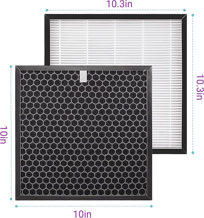 S Filter Replacement Compatible with Smart Health/Sqair Air Purifier, 3-in-1 Filtration with Activated Carbon Filter