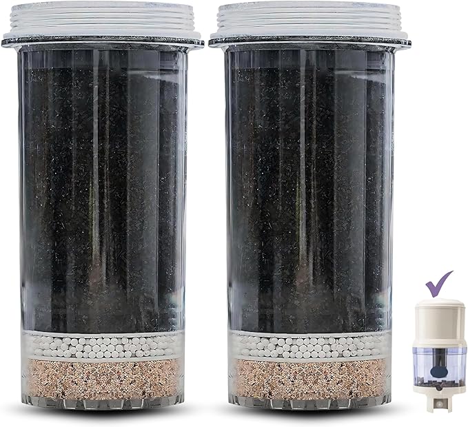 Gravity Water Filter Replacement Cartridge 1361 for Nikken PiMag Aqua Pour Water System,Alkaline Home Filtration System Parts & Accessories for Countertop Dispenser, Filtros de Agua para Tomar, 2 Pack