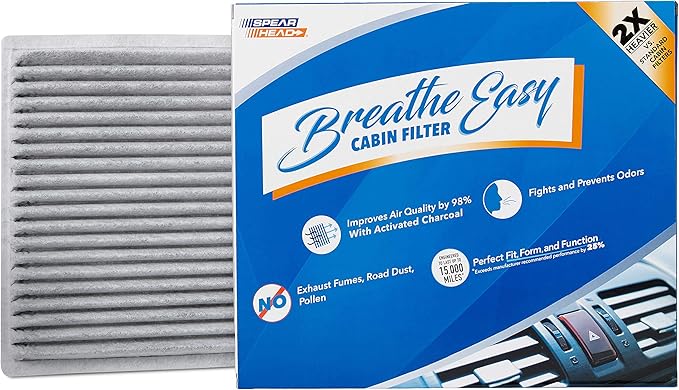 Spearhead Odor Defense Breathe Easy AC & Heater Cabin Filter, Fits Like OEM, Up to 25% Longer Lasting w/Activated Carbon (BE-846A)