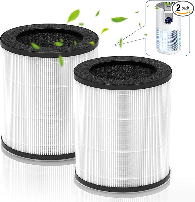 M03 Replacement Filter, Compatible with MOOKA M03 & B-D03 Air Purifier, 3-in-1 H13 True HEPA with activated Carbon Filter, 2-Pack