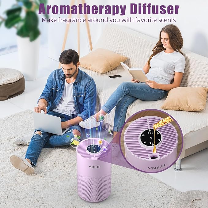 𝐍𝐞𝐰𝐞𝐬𝐭 Air Purifiers for Home Bedroom up to 800 ft², VNIUP H14 HEPA Room Air Purifiers for Bedroom with Fragrance Function, with Sleep Mode Air Cleaner for Pet Dander Odor Dust Smoke ZQA-4000C