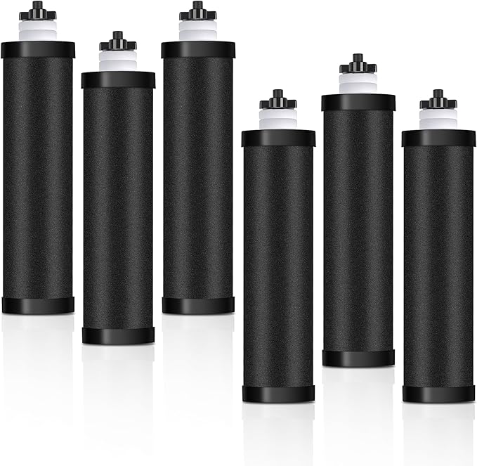 Water Filter Replacement for Berkey, NSF42 Standard Activated Carbon Water Filters, Compatible with Berkey B-B-9-2 Black Purification Elements and Gravity Water Filtration System, 6 Pack