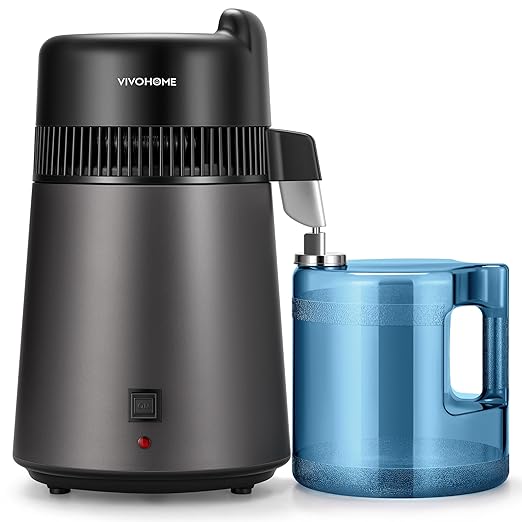 VIVOHOME Water Distiller Countertop 1.6 Gallon/6L 900W Distilled Water Machine with Smart Switch Purifier Filter for Home Office, Black