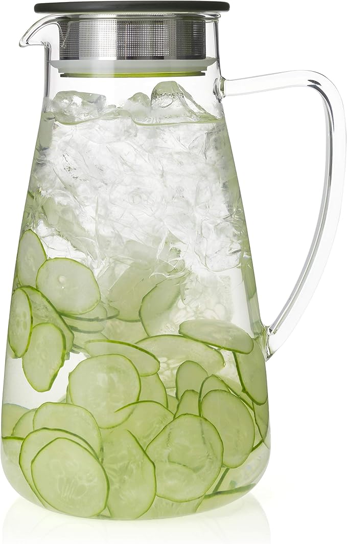 FORLIFE 838-A-GTE Flask Glass Iced Tea Jug, 64 oz, Green Tea