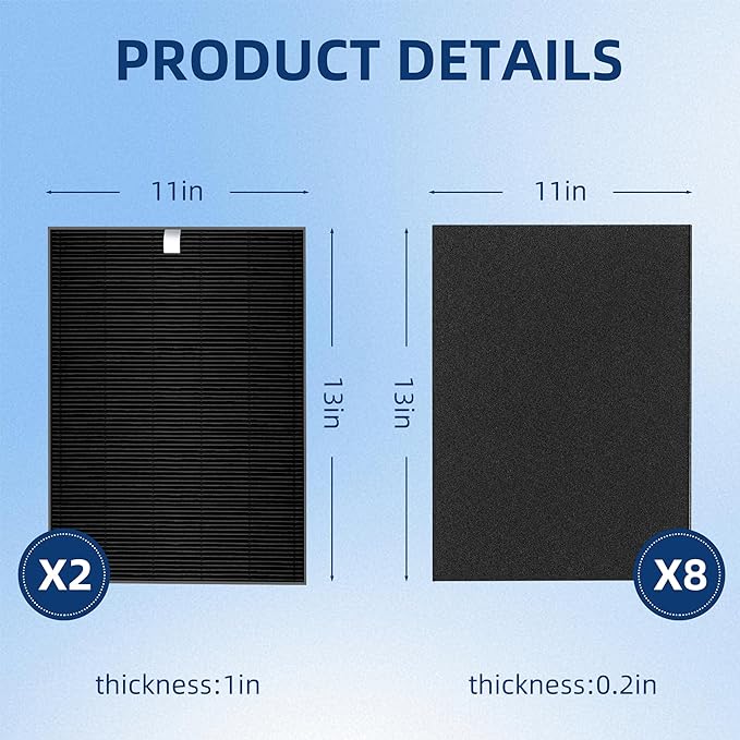 APPLIANCEMATES Upgraded C545 Smoke Replacement Filter S for Winix C545 Air Purifier, 2 True HEPA Filter + 8 Activated Carbon Filters (Black)