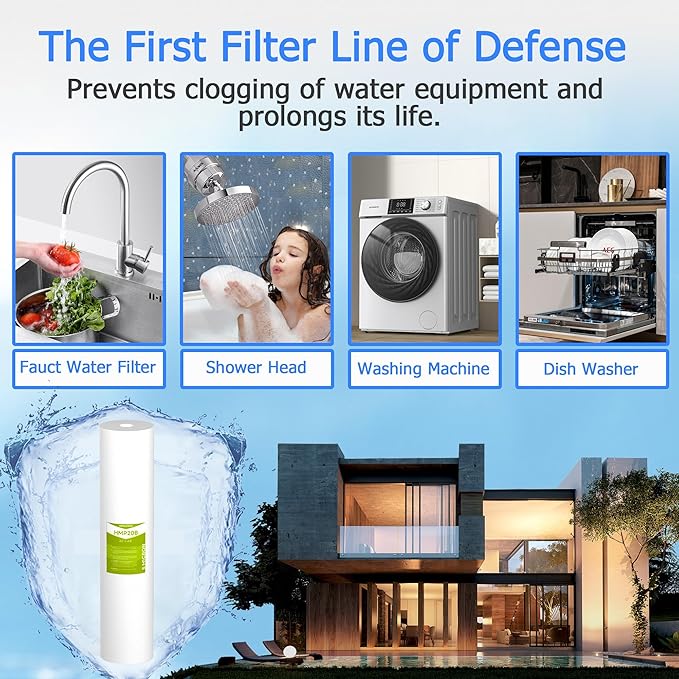5 Micron Whole House Water Filter Cartridge, Sediment Filters for Well Water, Universal Replacement for Any 20 inch Big Housings - 20" x 4.5" Cartridges - Pack of 6