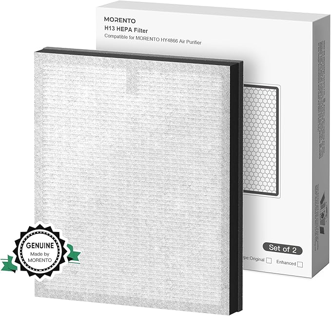 MORENTO 2 Pack HY4866 Genuine Air Purifier Replacement Filter for HY4866 Air Purifier, Enhanced Version