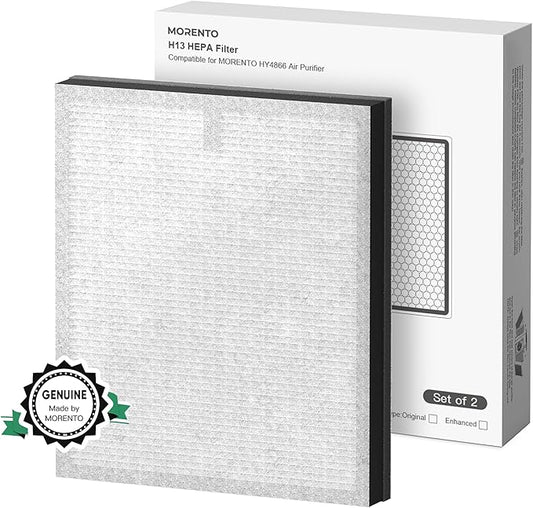 MORENTO 2 Pack HY4866 Genuine Air Purifier Replacement Filter for HY4866 Air Purifier, Enhanced Version