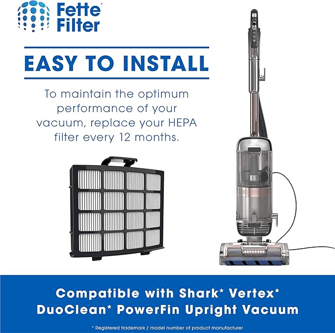 Fette Filter - Replacement Post-Motor Filters Compatible with Shark Vertex DuoClean PowerFin Upright Vacuum. Compare to Part # XHFAZ2000 (2QTY))