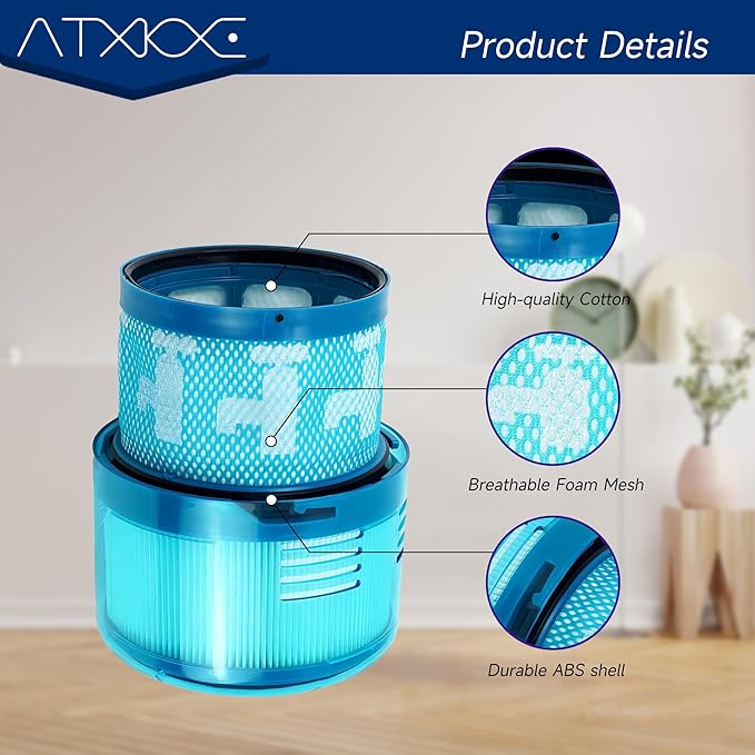 ATXKXE Gen5 Filter Replacement filter, Compatible with Dyson Gen5detect Absolute, Gen5outsize Absolute, Gen5detect Fluffy Cordless Vacuum Cleaner, 3 Pack Filters and 1 Clean Brush
