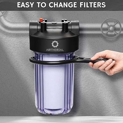 Airthereal Whole House Water Filter Housing, 10" x 4.5" Sediment Carbon Cartridge Universal Housing, Pre-Filtration System for Well and City Water with 1" NPT Port and Include 1-Pack CTO Filter