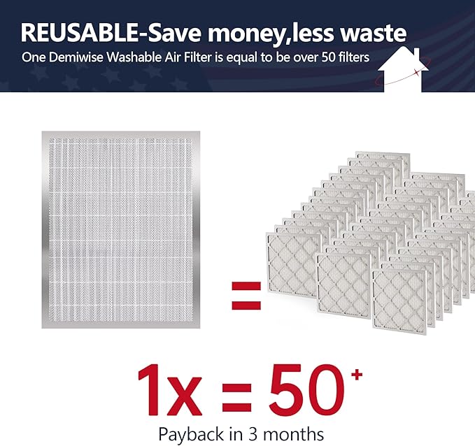 14x18x1 Lifetime Electrostatic Air Filter, MERV 8 Washable Aluminum AC/HVAC Furnace Filter, Reusable Permanent Air Filter,Easy to Clean, Healthier Home/Office(Actual Size:13.75x17.75x0.86)