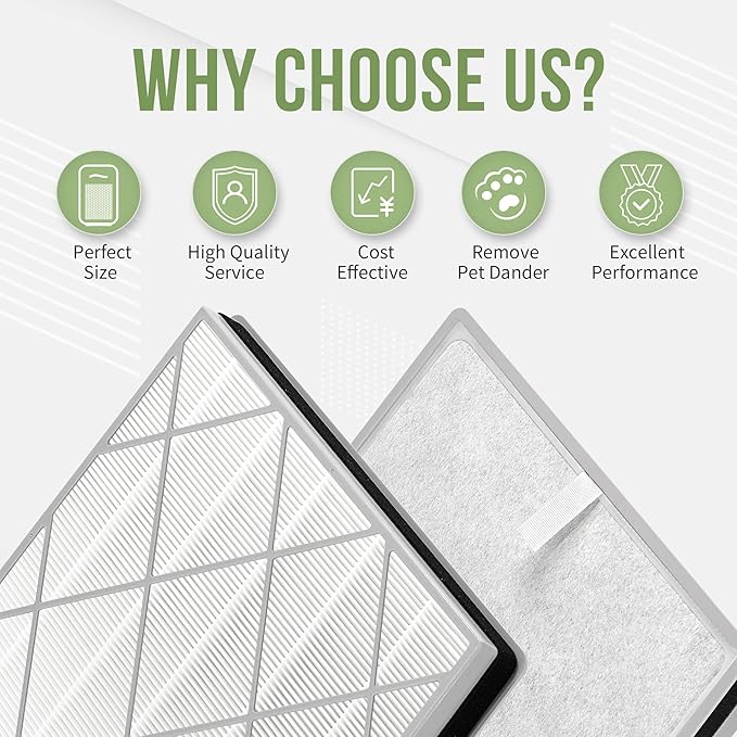 HE401 Filter Replacement for Shark Air Puri-fier 4 Filter Replacement, Compatible with Shark Air Puri-fier 4 HE400 HE401 HE402 HE405, 2-Pack H13 True HEPA with Advanced Odor Lock Filter