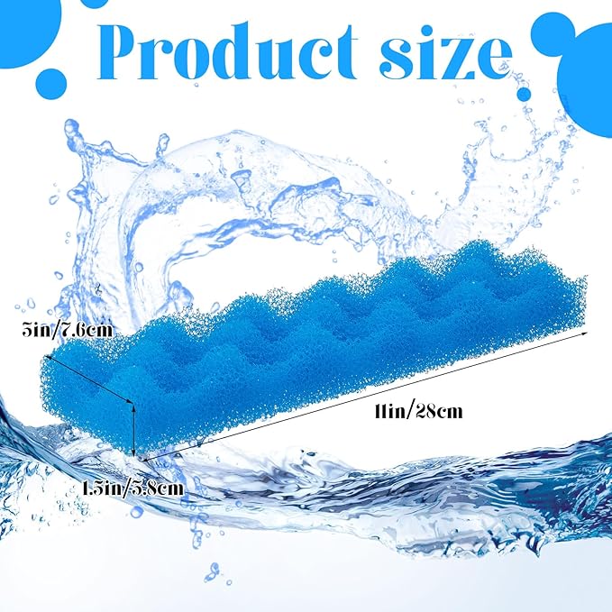Maxcheck 20 Pcs Bio Sponge Foam Compatible with 406/407 Foam Filters Media Replacement Sponges for Aquarium Filters Fish Tank Accessories, Blue