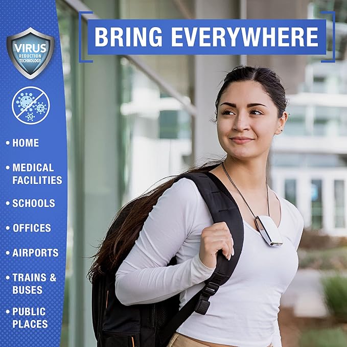 AirTamer A320W Rechargeable Personal Air Purifier, Proven Performance, Virus and Pollutant Tested*, White with Leather Travel Case