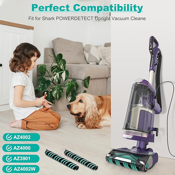 AZ4000 AZ4002 AZ3901 Soft Brush Roller Replacement Parts Compatible with Shark POWERDETECT Upright Vacuum Cleaner, 2 Brushroll, 1 Cleaning Brush, 468FP4000