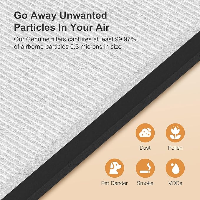 MORENTO 2 Pack HY4866 Genuine Air Purifier Replacement Filter for HY4866 Air Purifier, Enhanced Version