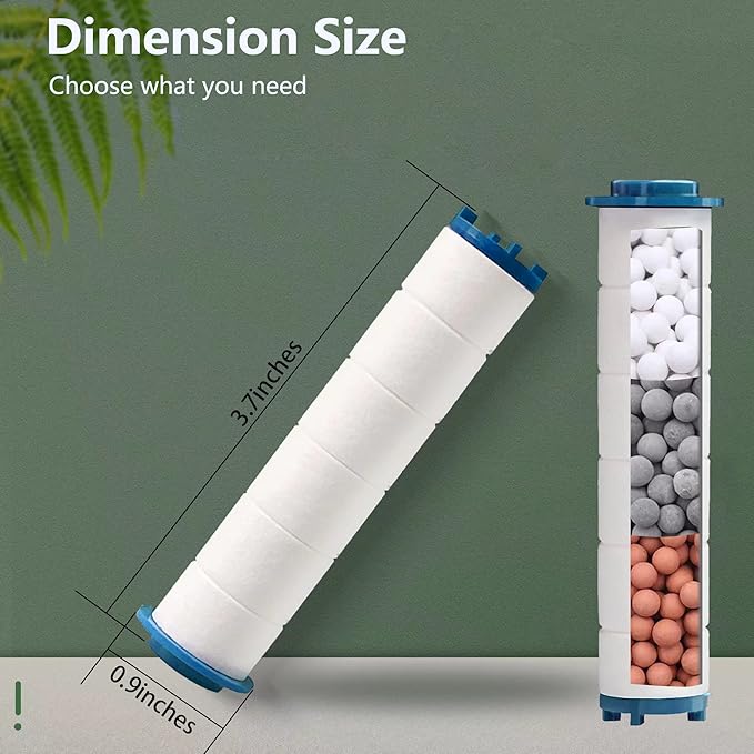 Turbo Shower Head Filter with Minerals, Hydro Shower Head High Pressure Handheld Vortex Turbo Fan Showerhead Filter for Hard Water, Reduces Dry Itchy Skin, 3.7in Set of 6 Replacement PP-Cotton Filters
