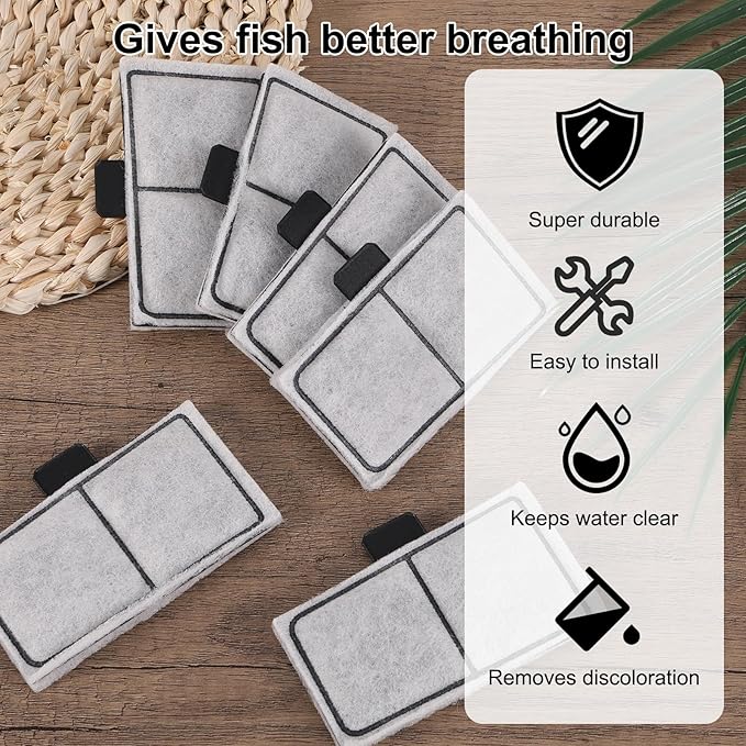 6pcs Filter Cartridges Compatible with Topfin Top Fin EF-S & BF5 BETTAFLO, 3.7x2.1 Inch Fish Tank Filter Cartridge Replacement for Aquarium Water Filtration