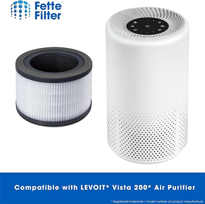 Fette Filter - Air Purifier Replacement Filter Compatible with LEVOIT Vista 200 Air Purifier 3-in-1 Pre-Filter, True HEPA Filter, High-Efficiency Activated Carbon Filter, Vista 200-RF - Pack of 1