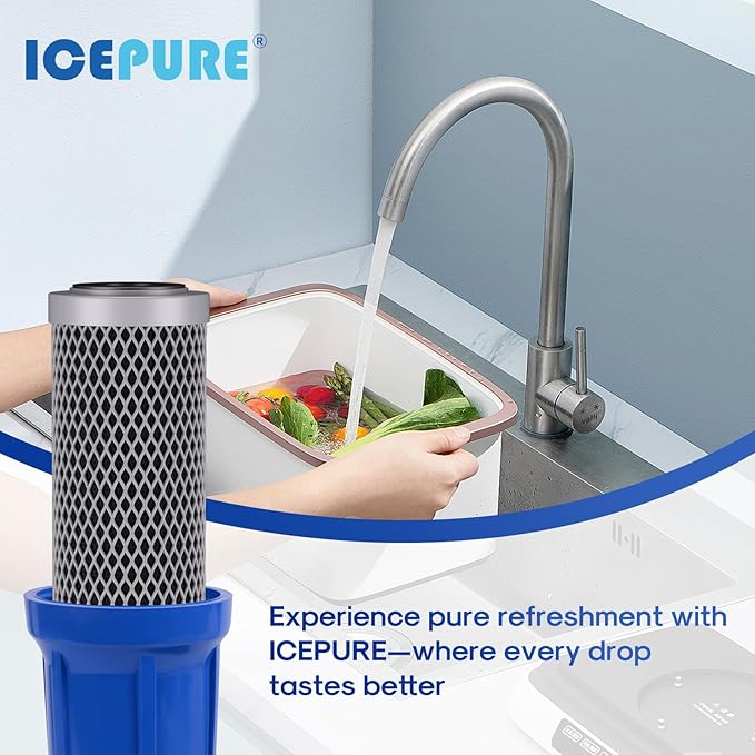 ICEPURE 20" x 2.5" Whole House Water Filter Upgraded Coconut Shell Activated Carbon Filter, 20 Inch Lead Removal Cartridge Replacement for C1-20, EP-20, HX-CB-25-2010, F3WCB32, 1PACK