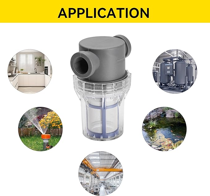 1/2'' Female NPT in-Line Strainer - Garden Hose Filter for High Pressure Washer, Sediment Filter with 100 Mesh Stainless Steel Screen (1/2'' 100 Mesh)