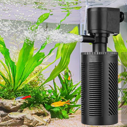hygger 10-30 Gallon Submersible Aquarium Power Filter In-Tank Filtration with Aeration for Saltwater and Freshwater Fish Tank Internal Filters 210 GPH
