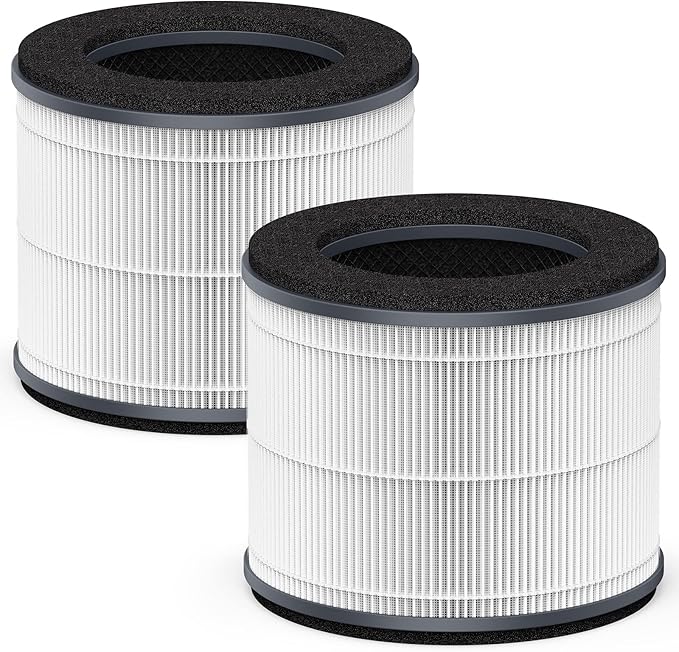AP-T10FL Replacement Filter Compatible with HoMedics Air Pu-rifier Filter Replacement AP-T10-WT AP-T10-BK with Premium HEPA-TYPE and Efficient Activated Carbon Filters, Part# AP-T10FL, 2-Pack