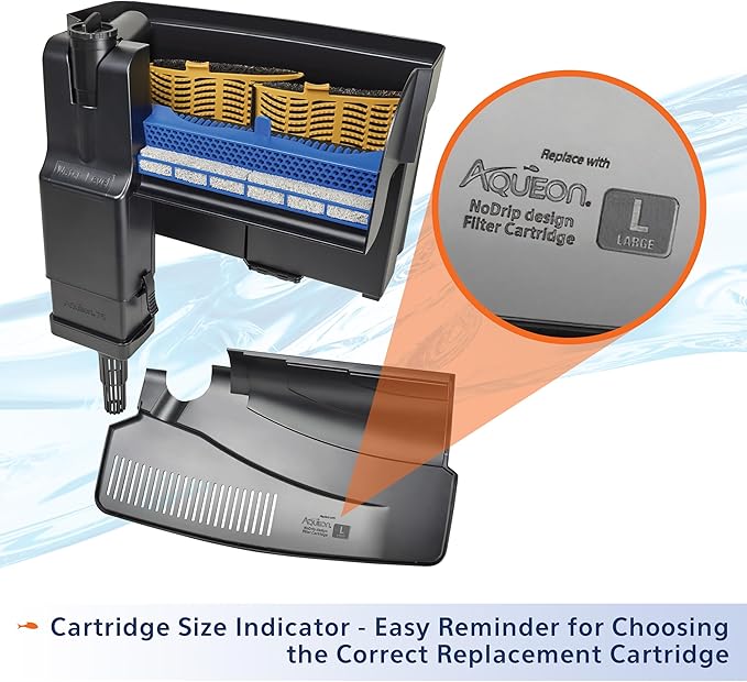 Aqueon SmartClean Power Filter with EcoRenew Filter Cartridge, Quick and Easy Water Changes, Quiet Operation, Adjustable Flow, for 50-90 Gallon Freshwater and Saltwater Aquariums, Large