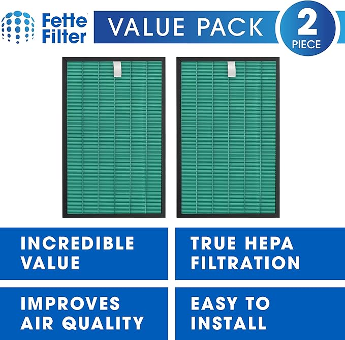Fette Filter - Replacement Filter Set Compatible with Coway Airmega 150 (AP-1019C) & Airmega 160 Air Purifiers, 2-Pack of 2 in one H13 HEPA.
