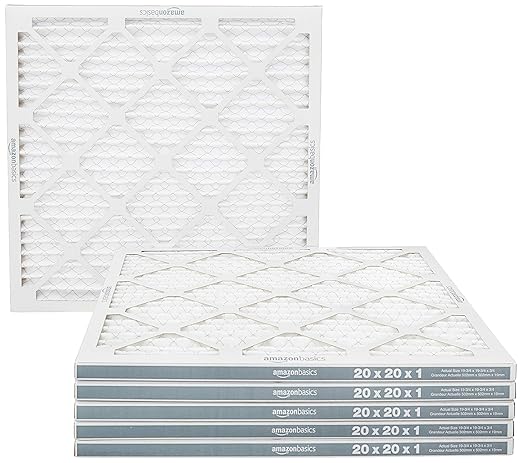 Amazon Basics 20x20x1 Air Filter 6 Pack, MERV 11 AC Furnace Filters (Actual Size: 19.75 x 19.75 x .75)
