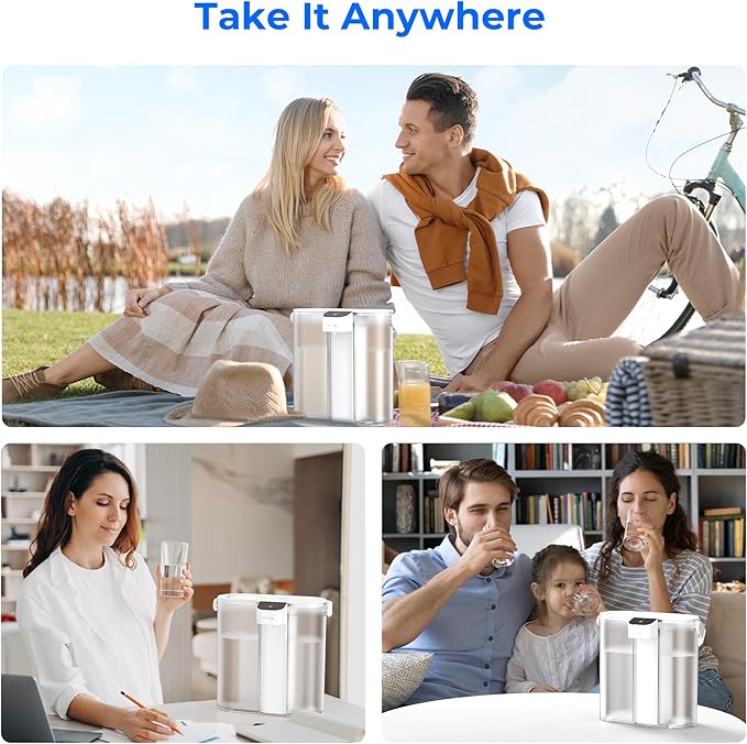 Waterdrop Compact Electric Water Filter Pitcher, 200-Gallon Rechargeable Instant Powerful Dispenser, NSF/ANSI 42&53&401, Reduce PFAS, Lead, Chlorine, 14-Cup, White, with 1 Filter, Does not Lower TDS