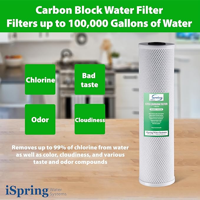 iSpring F3WGB32BKDS 4.5” x 20” 3-Stage Whole House Water Filter Replacement Pack with Polyphosphate Anti-Scale, GAC+KDF, and CTO Carbon Block Water Filters, Fits WGB32B-KDS