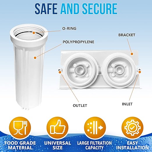 2 Stage Under Sink Drinking Water Filtration System Lead-Free Chrome Faucet Removes Chlorine & Yearly Supply (2 Extra) CTO & (3 Extra) PP Sediment Cartridges 5 Mic, Meets NSF Standards & Regulations