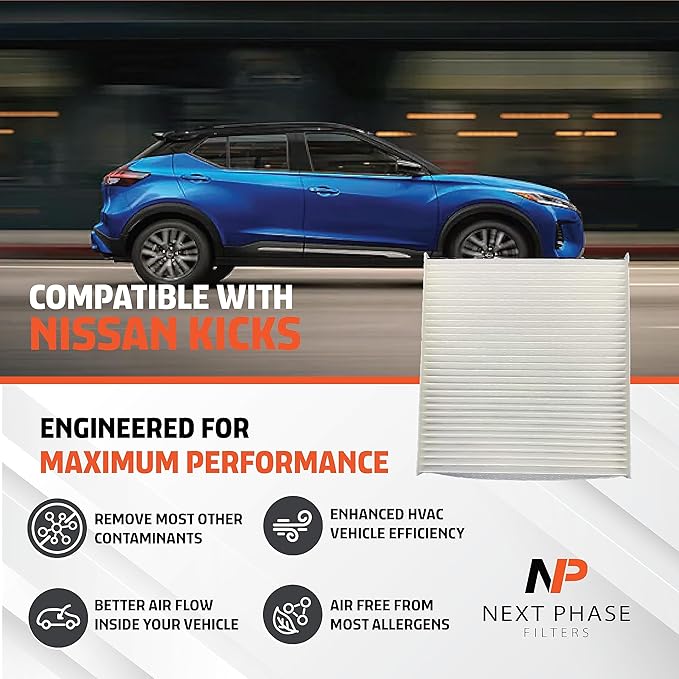 Cabin Air Filter Replacement - Pack of 1 - Made in USA - Compatible with Nissan Kicks 1.6L, Rogue 2.5L, 2020-2022 Sentra 2.0L, Replaces O.E. 278915RB0A, 278915RB0B - for Carbon Upgrade See NP10447