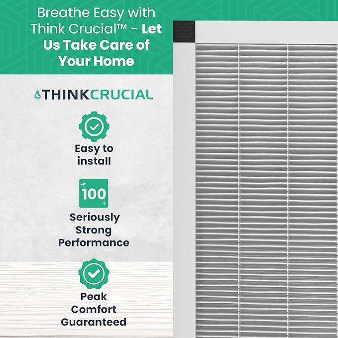 Think Crucial Replacement Air Purifier Filter with HEPA Filters - Compatible with Idylis Part # 560885 Filter - Fits Idylis F, AC-38 Models - Bulk (2 Pack)