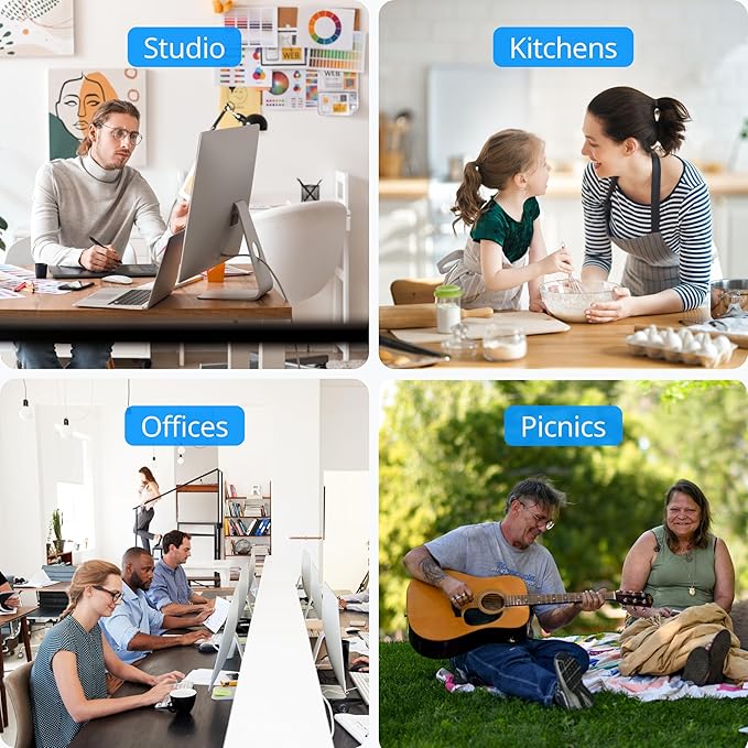 SwitchBot Smart Desk Fan for Bedroom, 22dB Ultra Quiet, 90° Oscillation, Battery Operated, 9 Speeds, 9H Timer, Alexa/Google/Siri Compatible (Hub Required), Portable Air Circulator for Indoor & Outdoor