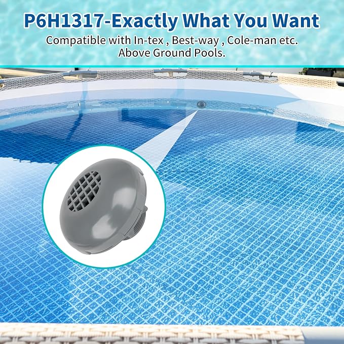 Pool Inlet Strainer P6H1317 Threaded Pool Strainer Replacement Kit for Above Ground Pool, Inlet Filter Compatible with Best-Way in-tex Cole-Man