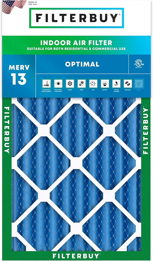 Filterbuy 16x25x4 Air Filter MERV 13 (MPR 1900) Health Defense Replacement (1-Pack), Electrostatic Pleated HVAC AC Furnace Filters, Made in USA (Actual Size: 15.50 x 24.50 x 3.63)