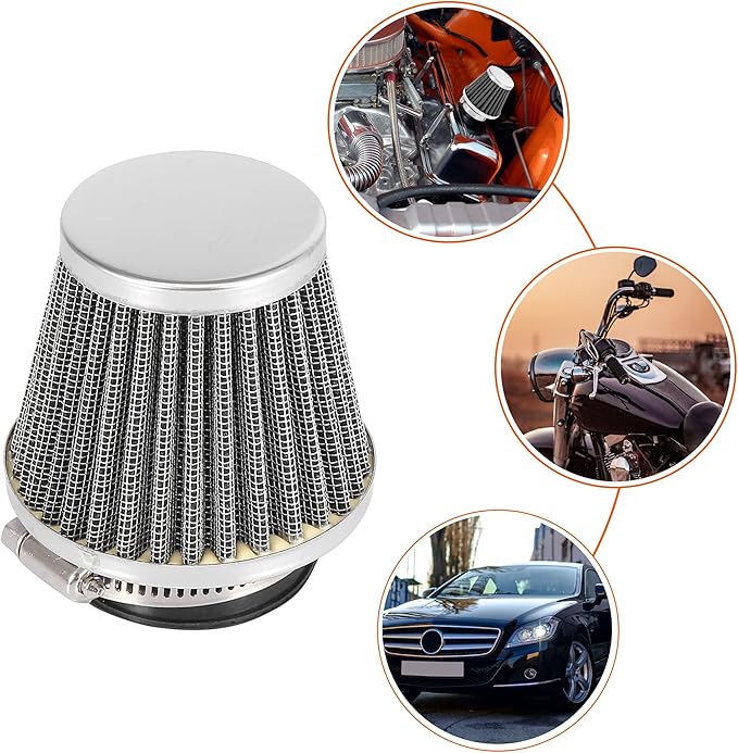 Motoforti 4pcs Universal 44mm Air Filter Cleaner Round Tapered Replacement for Motorcycle Black