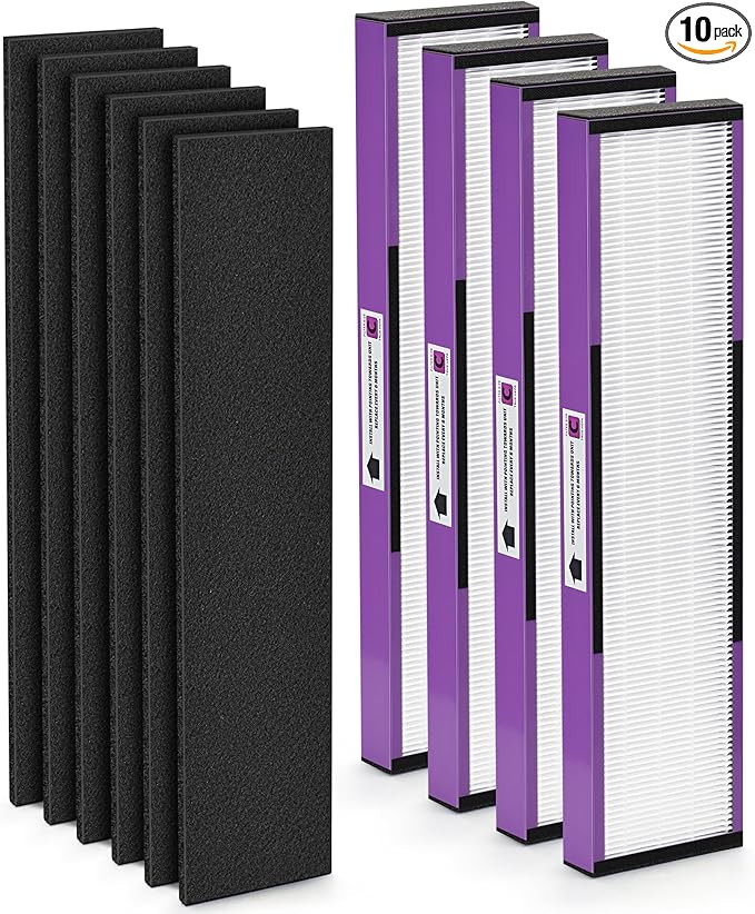 FLT5250PT Filter Compatible with Germ-Guardian Filter C for AC5000, AC5000E, AC5250PT, AC5350B, AC5350BCA, AC5350W, AC5300B, CDAP5500B, AP2800CA, 4 Main Filters & 6 Carbon Filters