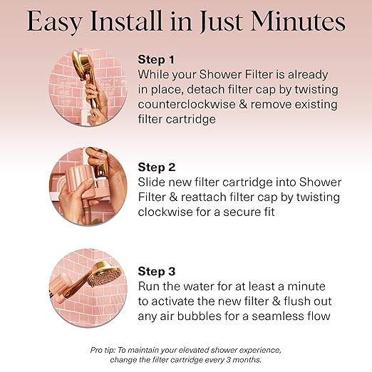 Kitsch Filtered Shower Head Replacement Cartridge- Shower Head, Water Filter Softener For Hair Nails and Skin Vitamins, Removes Metal & Harmful Substance, Easy Installation Universal Compatible 1 Pack